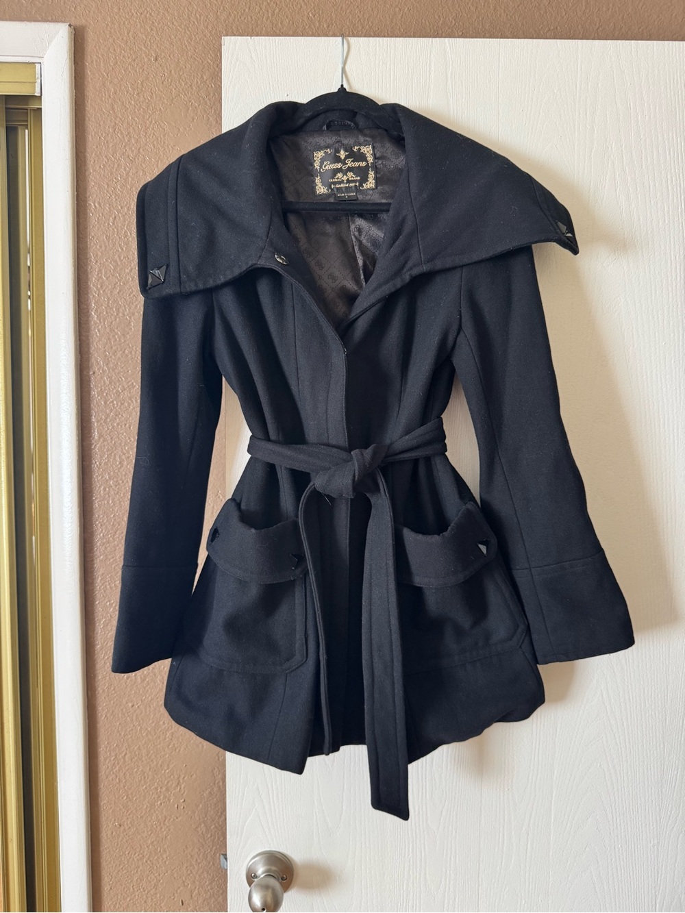 Guess Black Belted Trench Coat